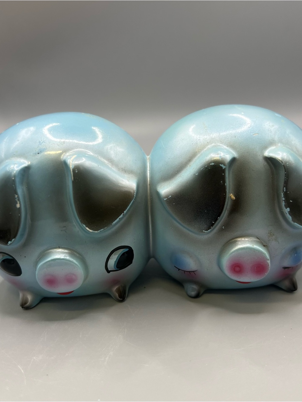 Ceramaster Blue Double Pig Bank MCM Japan Kitschy